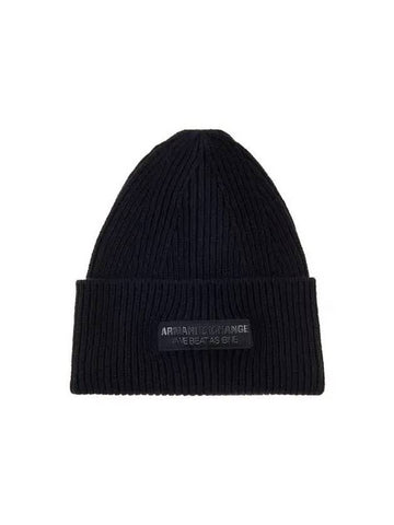 Women s Logo Patch Chunky Ribbed Beanie Black 271802 - ARMANI EXCHANGE - BALAAN 1