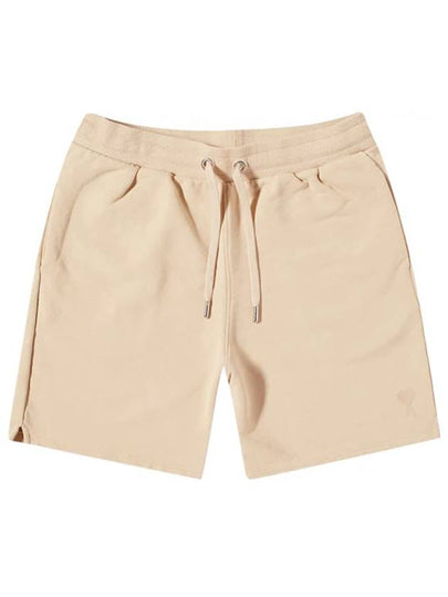 Small Heart Logo Drawstring Shorts Beige - AMI - BALAAN 2