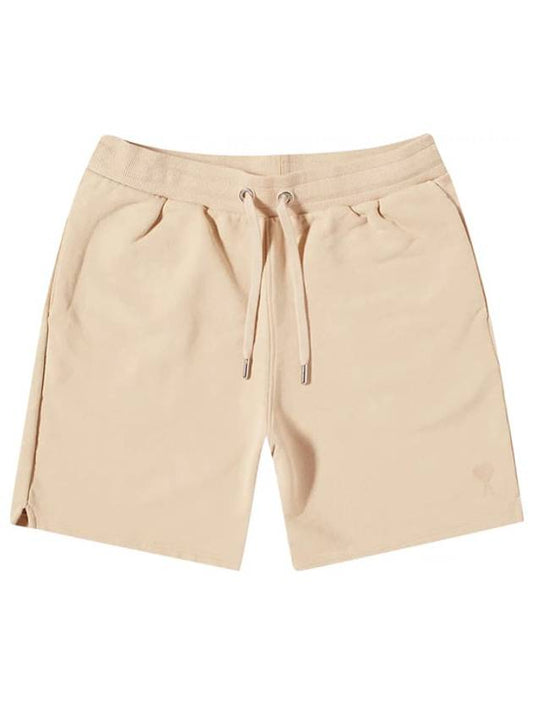 Small Heart Logo Drawstring Shorts Beige - AMI - BALAAN 2