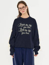 Ribbon Slit Lettering Overfit Sweatshirt Navy - METAPHER - BALAAN 4