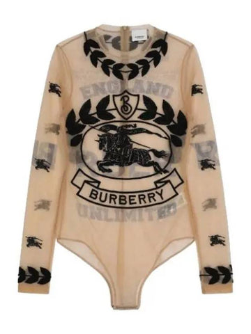 Embroidered stretch bodysuit camel - BURBERRY - BALAAN 1