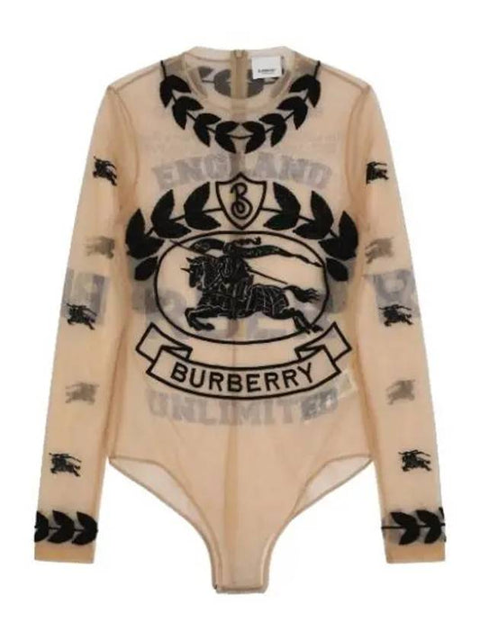 Embroidered stretch bodysuit camel - BURBERRY - BALAAN 1