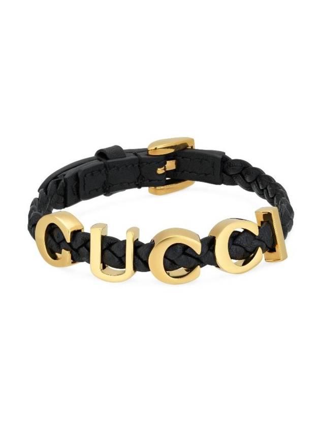 Logo Lettering Leather Bracelet Black - GUCCI - BALAAN 1