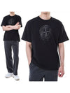 Men's Logo Print Crew Neck Short Sleeve T-Shirt Black - STONE ISLAND - BALAAN 3