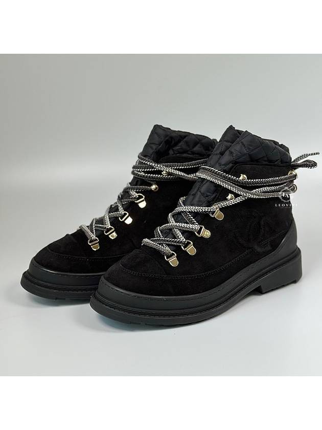 CC Logo Down Winter Ankle Boots Black 38 G36826 - CHANEL - BALAAN 1