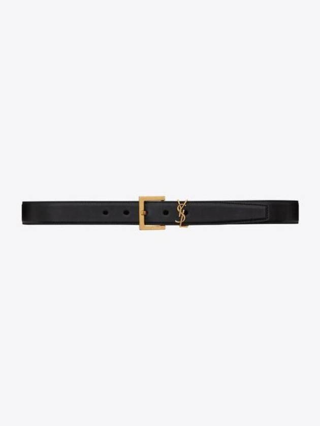 Monogram Buckle Leather Belt Black - SAINT LAURENT - BALAAN 2