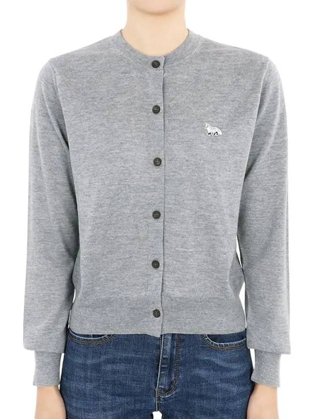 Baby Fox Patch Regular Cardigan Grey Melange - MAISON KITSUNE - BALAAN 3