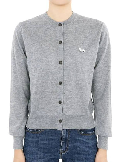 Baby Fox Patch Regular Cardigan Grey Melange - MAISON KITSUNE - BALAAN 2