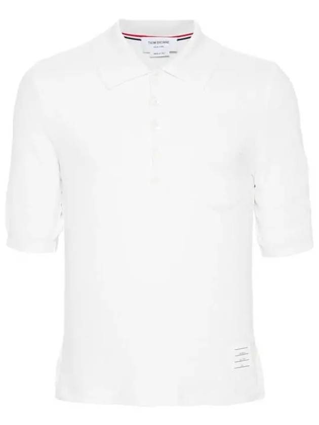 Pocket Silk Pique Polo Shirt White - THOM BROWNE - BALAAN 2