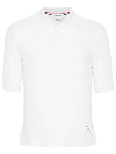 Pocket Silk Pique Polo Shirt White - THOM BROWNE - BALAAN 2