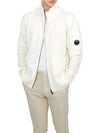 Lambswool GRS Zipped Cardigan White - CP COMPANY - BALAAN 6