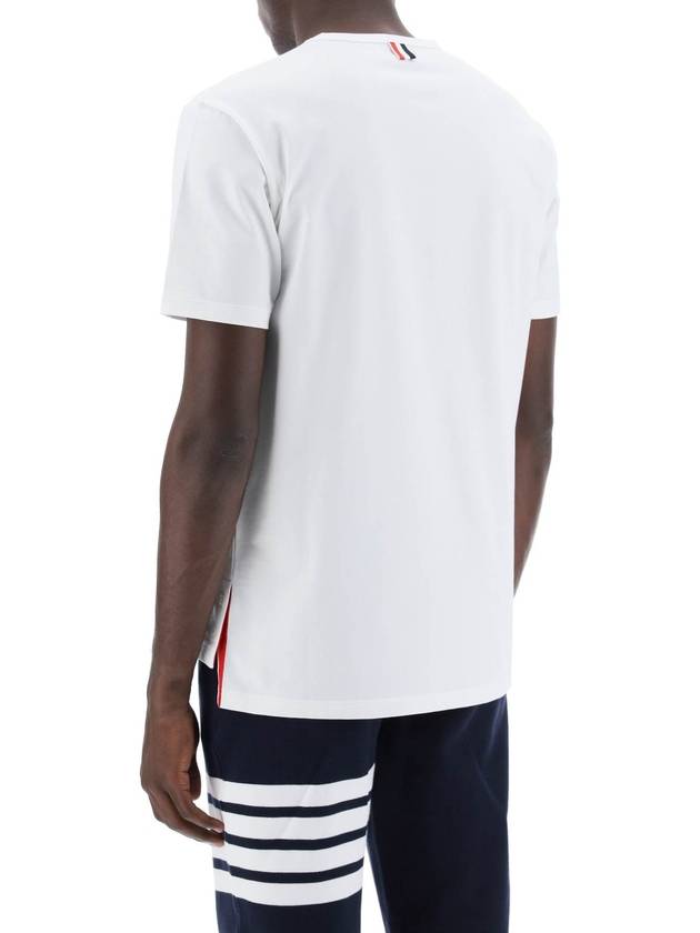 Men's Medium Weight Jersey Tipped Pocket Crewneck Short Sleeve T-Shirt White - THOM BROWNE - BALAAN 4