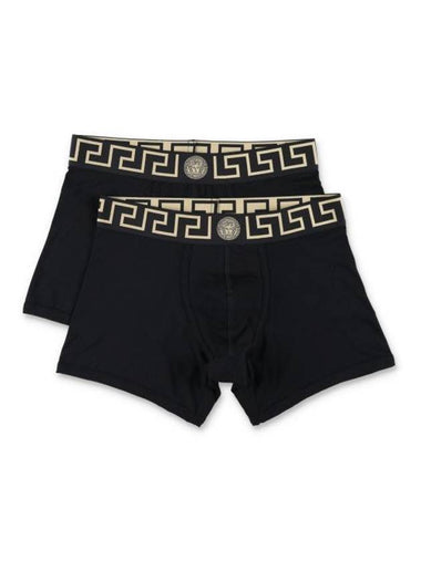 Men's Greca Waist Band Boxer Briefs 2 Pack Black - VERSACE - BALAAN 1