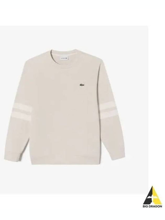 Men s Ottoman Sleeve Tip Sweatshirt Melangeo Oatmeal - LACOSTE - BALAAN 1