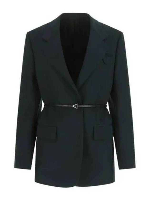 Belted Wool Blazer Jacket Green - BOTTEGA VENETA - BALAAN 2