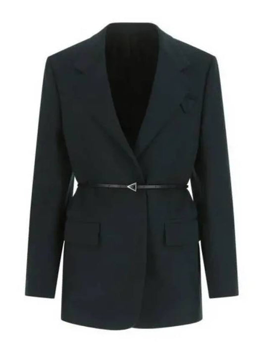 Belted Wool Blazer Jacket Green - BOTTEGA VENETA - BALAAN 2