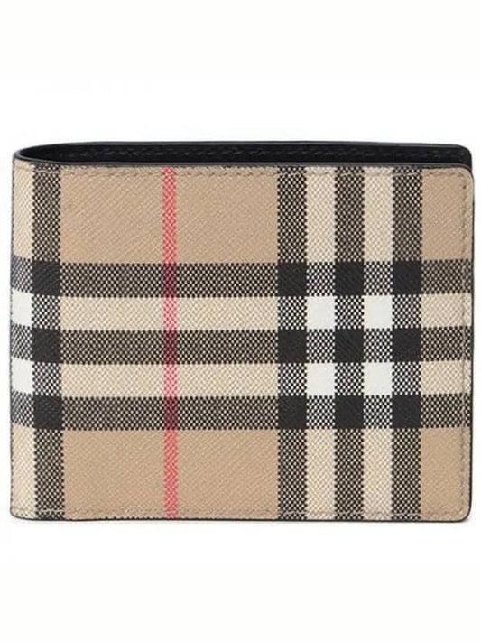 E Canvas Vintage Check Half Wallet Beige - BURBERRY - BALAAN 2