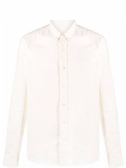 Heart Logo Patch Oxford Long Sleeve Shirt White - AMI - BALAAN 2