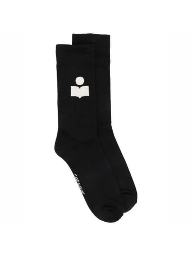 Embroidered Logo Socks Black - ISABEL MARANT - BALAAN 1