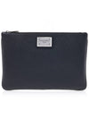 Metal Logo Grain Calfskin Clutch Bag Black - DOLCE&GABBANA - BALAAN 2