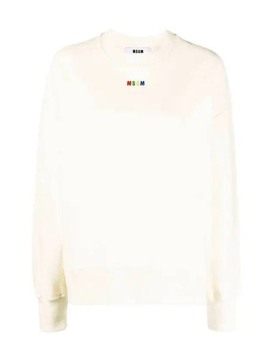 Micro Logo Embroidered Sweatshirt Ivory - MSGM - BALAAN.