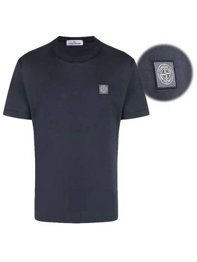 Men's Logo Short Sleeve T-Shirt Navy - STONE ISLAND - BALAAN 2