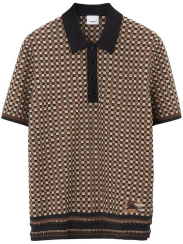 Gingham Cotton Polo Shirt Brown - BURBERRY - BALAAN 1