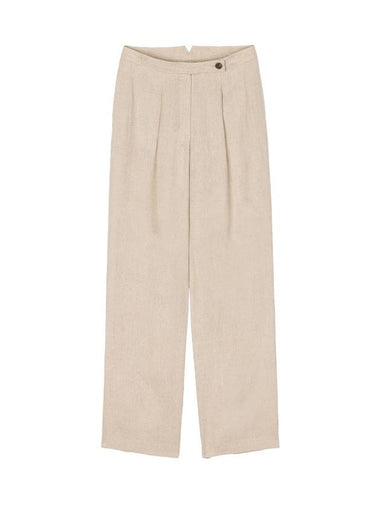 Denzel Office Pintuck Linen Wide Slacks Butter Beige - RAMUSTUDIO - BALAAN 1