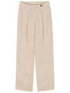 Denzel Office Pintuck Linen Wide Slacks Butter Beige - RAMUSTUDIO - BALAAN 2