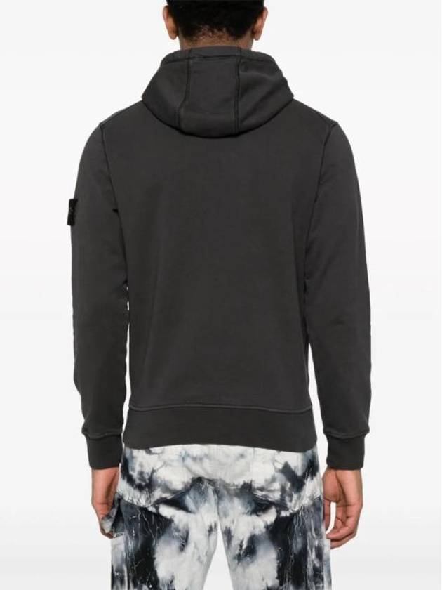 Logo Patch Drawstring Hoodie Charcoal - STONE ISLAND - BALAAN 3