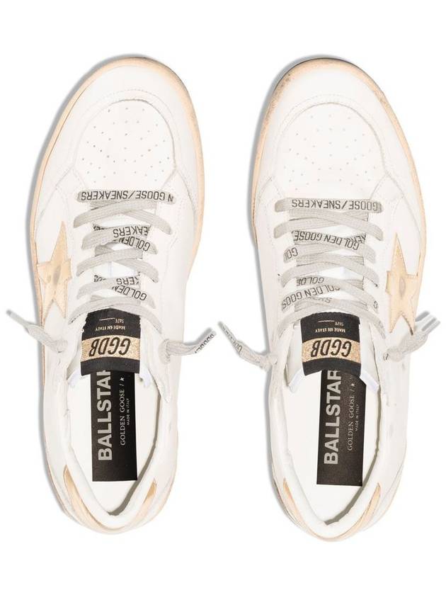 Women's Ballstar Leather Upper Laminate Star Heel Tab Low Top Sneakers Milk Gold - GOLDEN GOOSE - BALAAN 5