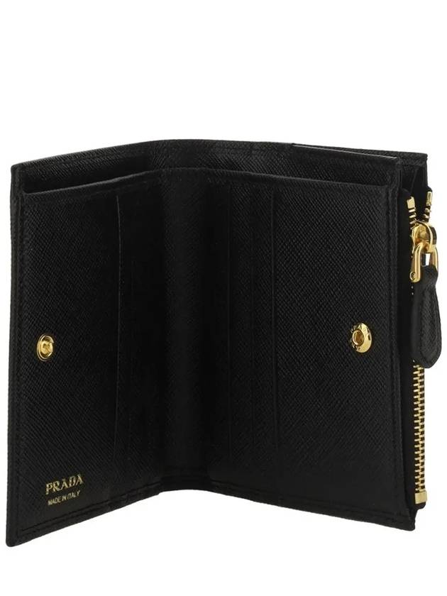 Logo Small Saffiano Half Wallet Black - PRADA - BALAAN 4