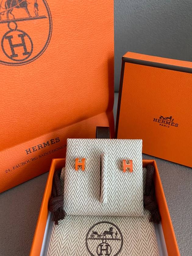 Women's Mini Pop H Earrings Rose Gold - HERMES - BALAAN 2