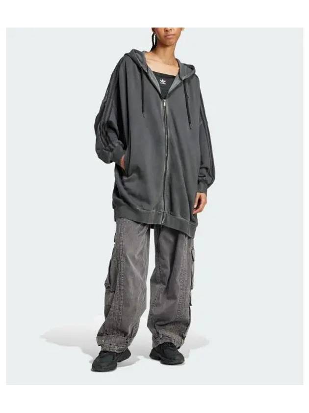 Adelenium 2 Washed Oversized Zip Up Hoodie Charcoal - ADIDAS - BALAAN 2