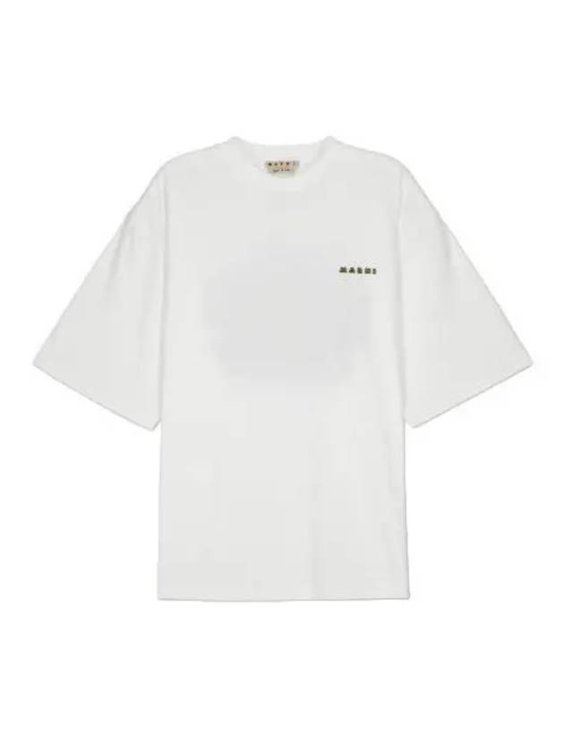 Cotton Short Sleeve T Shirt Lily White Tee - MARNI - BALAAN 1