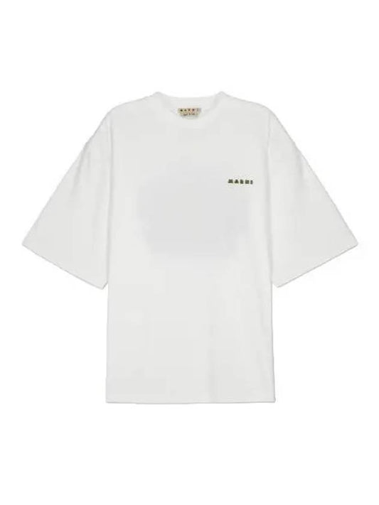 Cotton Short Sleeve T Shirt Lily White Tee - MARNI - BALAAN 1
