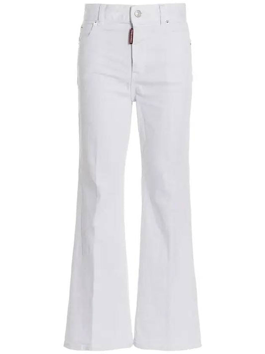 Crop Wide Jeans White - DSQUARED2 - BALAAN.
