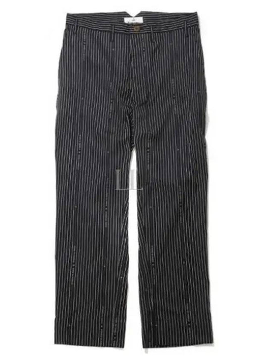 Striped Cropped Virgin Wool Straight Pants Black - VIVIENNE WESTWOOD - BALAAN 2