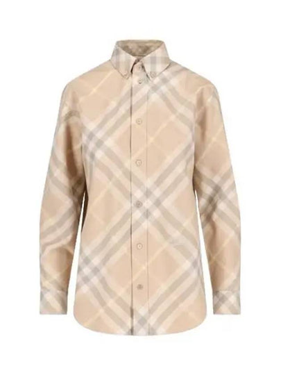 Check Cotton Long Sleeve Shirt Beige - BURBERRY - BALAAN 2