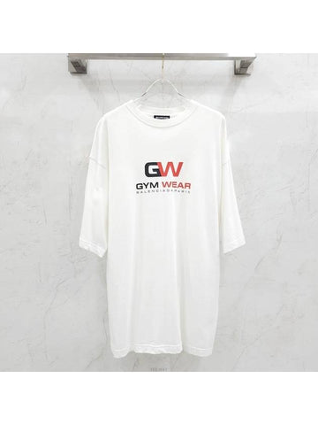 Lux You M White Gym Logo Printing Short Sleeve T Shirt - BALENCIAGA - BALAAN 1