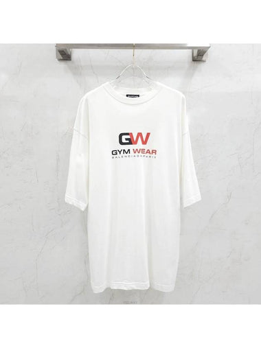 Lux You M White Gym Logo Printing Short Sleeve T Shirt - BALENCIAGA - BALAAN 1