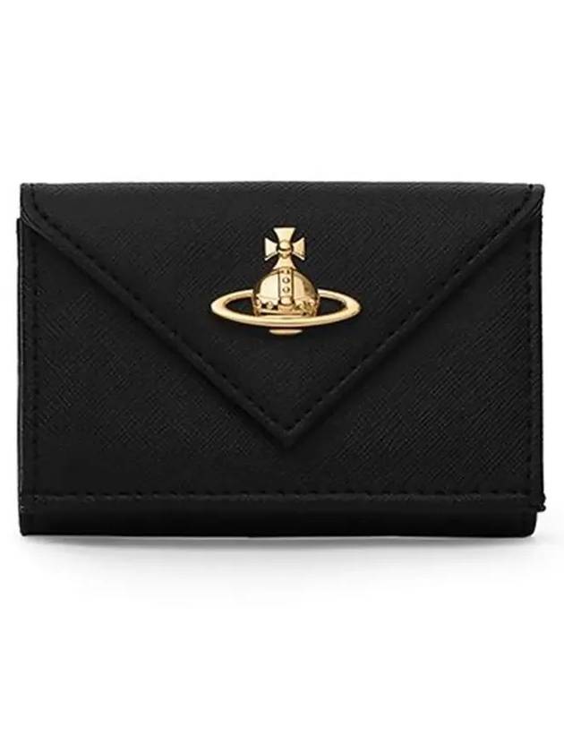 Envelope Vegan Biogreen Saffiano Half Wallet Black - VIVIENNE WESTWOOD - BALAAN 5