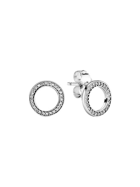 Sparkling Circle Stud Sterling Silver Earrings Silver - PANDORA - BALAAN.