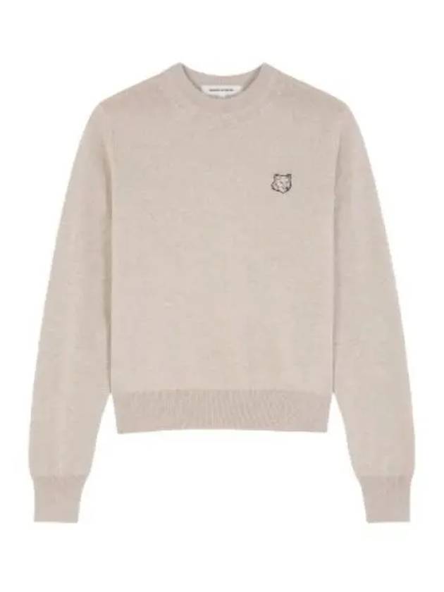 Bold Fox Head Wool Knit Top Light Beige Melange - MAISON KITSUNE - BALAAN 2