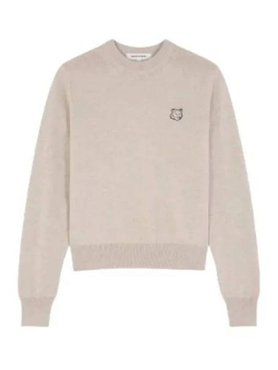 Bold Fox Head Wool Knit Top Light Beige Melange - MAISON KITSUNE - BALAAN 2