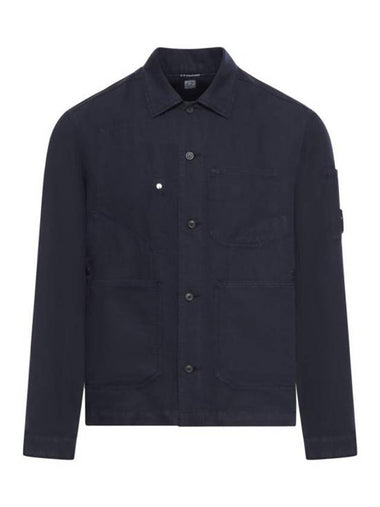 Cotton Linen Over Long Sleeve Shirt Navy - CP COMPANY - BALAAN 1