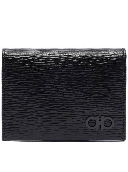 Men's Gancini Card Wallet Black - SALVATORE FERRAGAMO - BALAAN 1