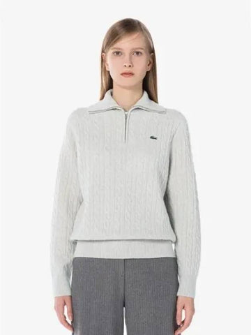 Women s cable half zip up sweater AF913E 54N BUQ Domestic product GQ2N24082230800 - LACOSTE - BALAAN 1