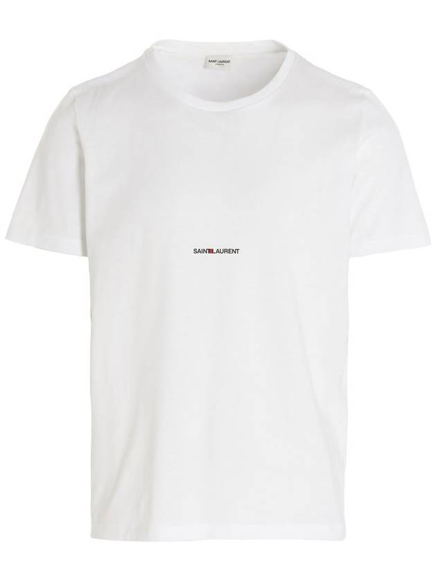 Men's Small Logo Short Sleeve T-Shirt White - SAINT LAURENT - BALAAN 2