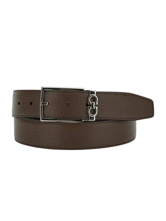 Gancini Reversible Adjustable Leather Belt Brown - SALVATORE FERRAGAMO - BALAAN 1